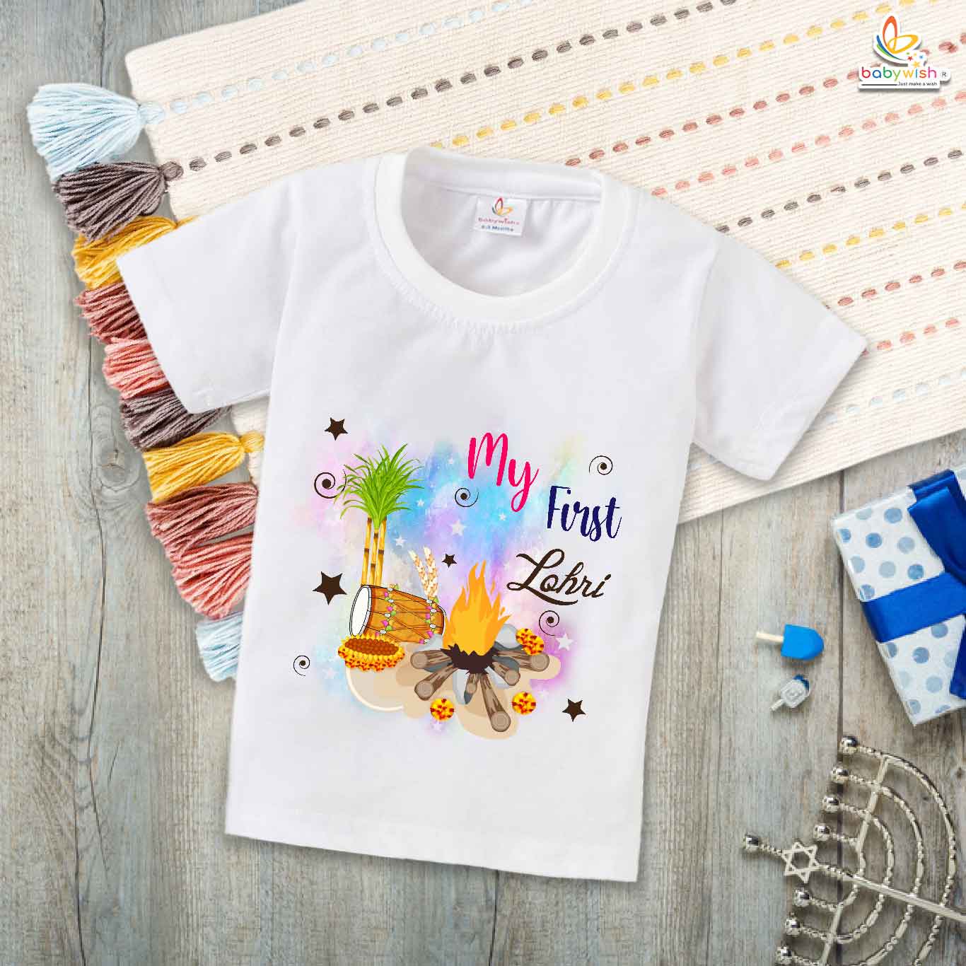 My First Lohri T-Shirt | Happy Lohri Baby Tee | Punjabi Festival Outfit for Babies & Toddlers | Lohri Celebration Clothes | Babywish
