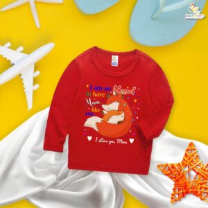 Cute Fox Print Baby T-Shirt I Am So Blessed To Have A Mum Like You Soft Cotton Long Sleeve Kids Tee Gift for Mom Love Outfit Babywish Red 0-12 Months Brand Babywish