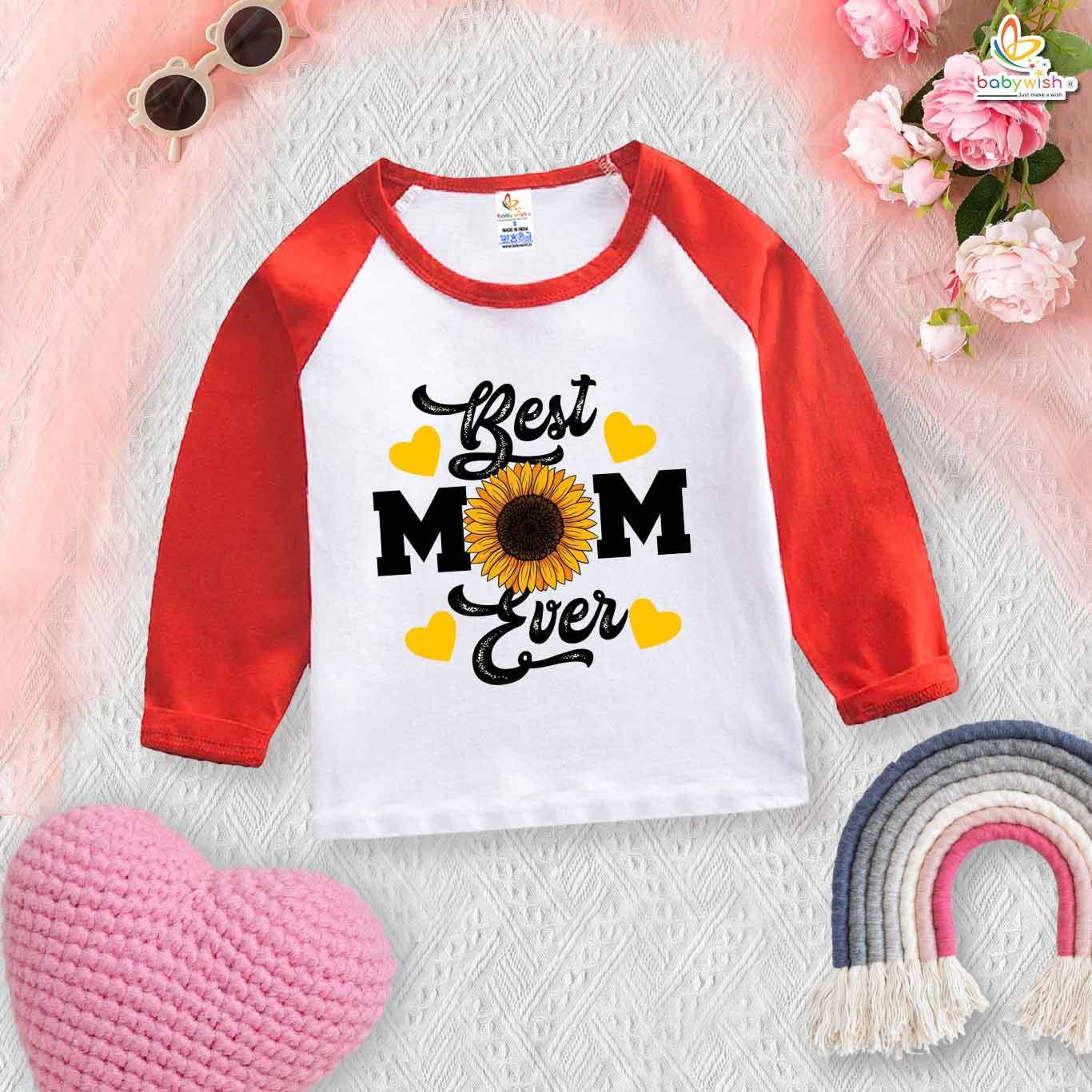 My First Mother’s Day Baby T-Shirt – Full Sleeve Sunflower Print Mother’s Day Outfit for Newborn Infant Girl or Boy – Cute Gift Idea – Babywish