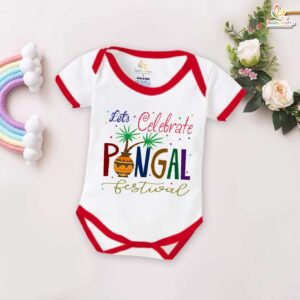 My First Pongal Baby Romper | "Pongal Festivals Tree Print" Bodysuit for Newborns & Infants | Celebrate Pongal with Cute Festive Outfit for Boys & Girls | Babywish