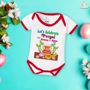 My First Pongal Baby Romper | "Pongal with Amma & Appa" Bodysuit for Newborns & Infants | Cute Festive Pongal Outfit for Boys & Girls | Traditional Baby Clothes | Babywish