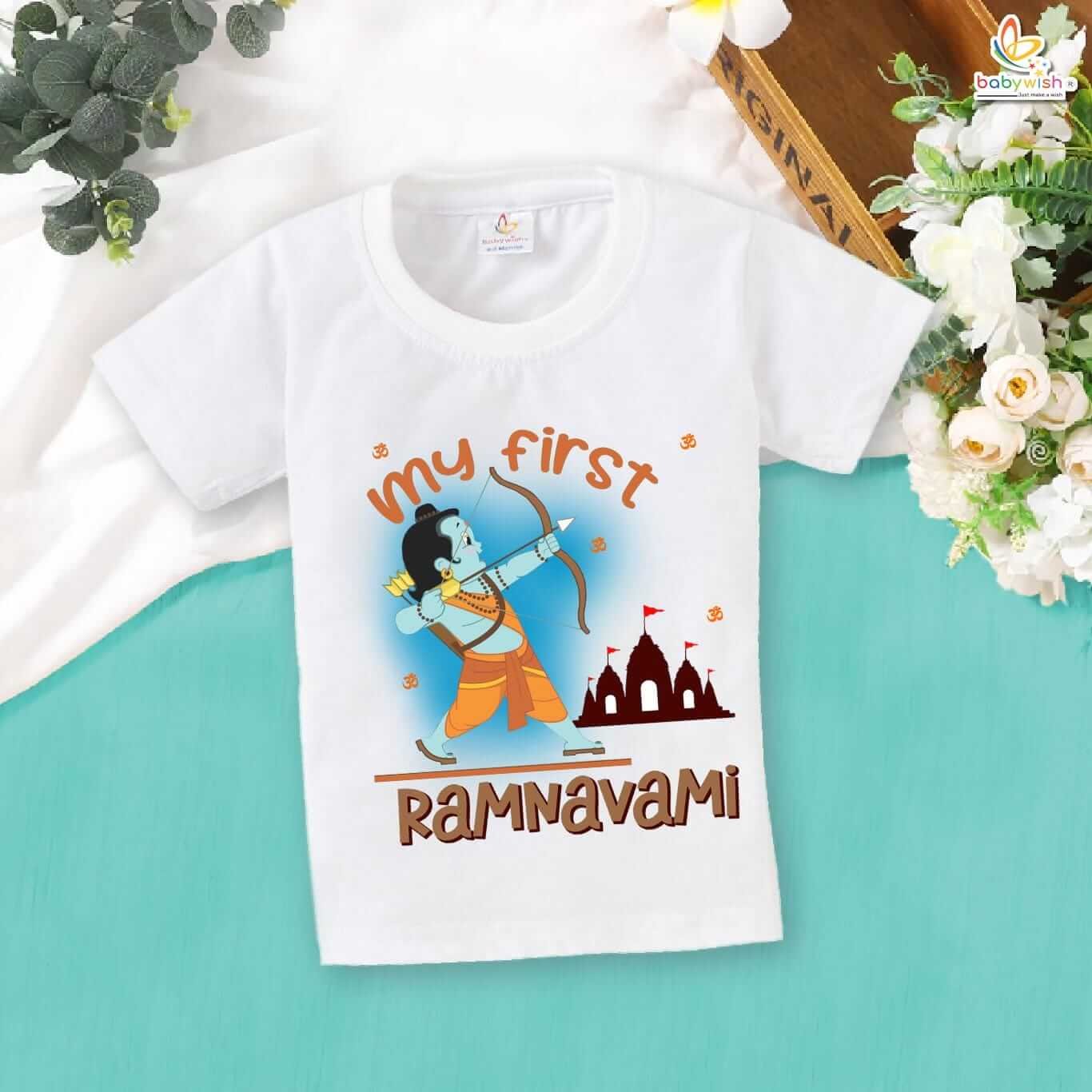My First Ram Navami T-Shirt – Baby Boy & Girl Traditional Outfit for Ramnavmi | Hindu Festival Clothes for Infants & Toddlers by Babywish