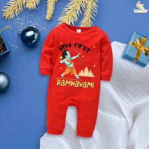 my first ram navami baby romper with lord ram print