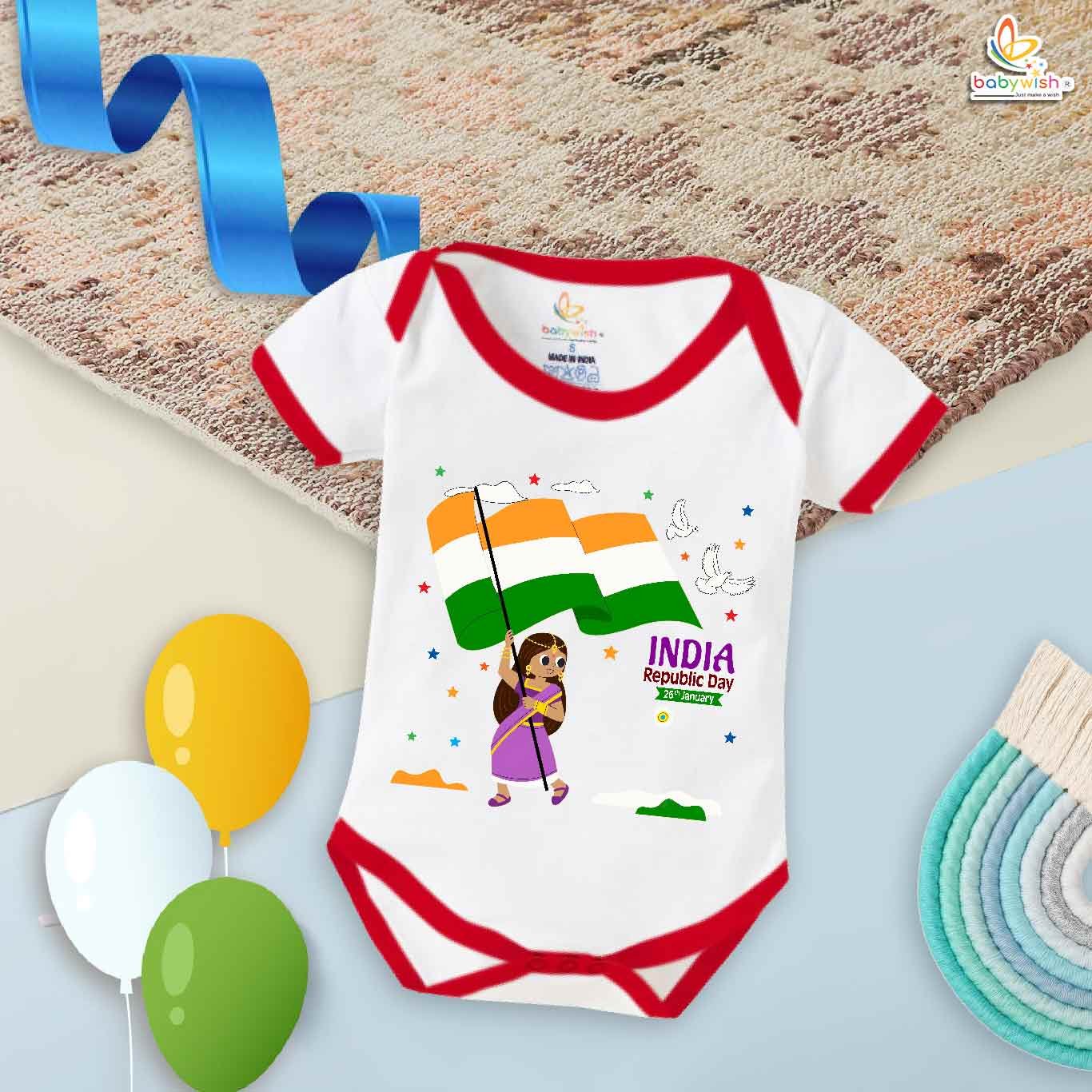 My First Republic Day Romper | INDIA Republic Day Bodysuit for Babies | 26th January Outfit for Infants | Republic Day Baby Clothes | Babywish