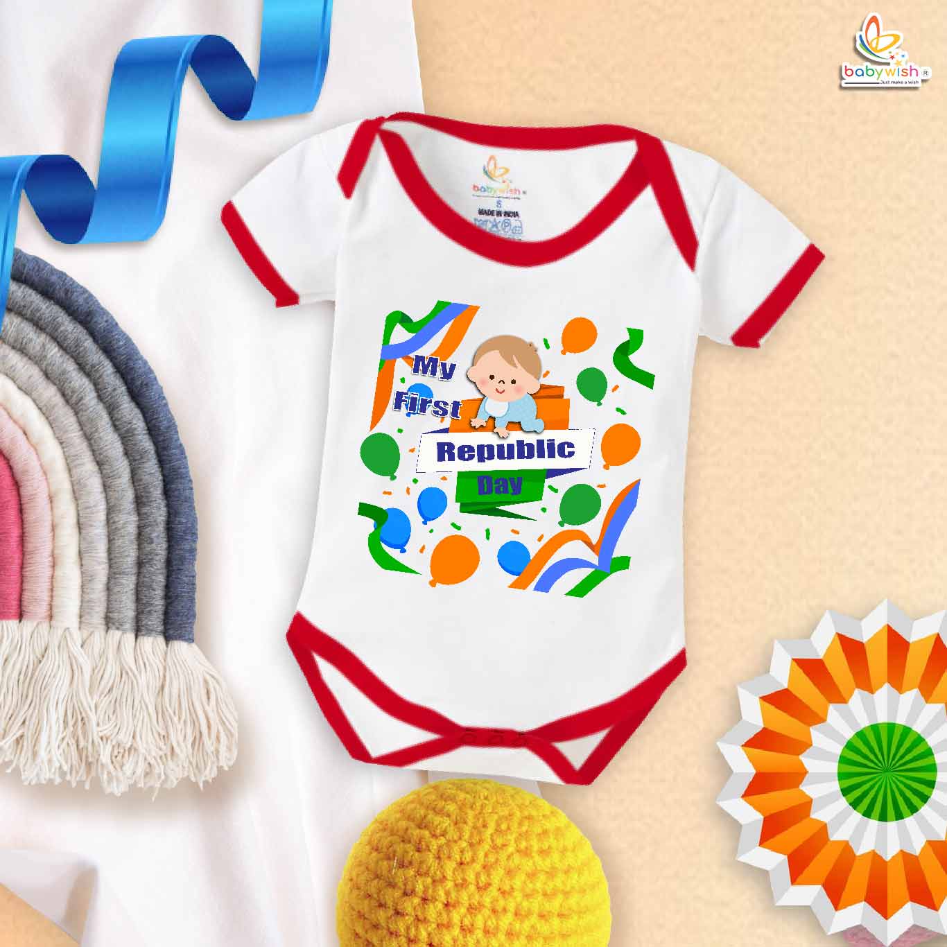 26 January Tiranga Print Cotton Onesie