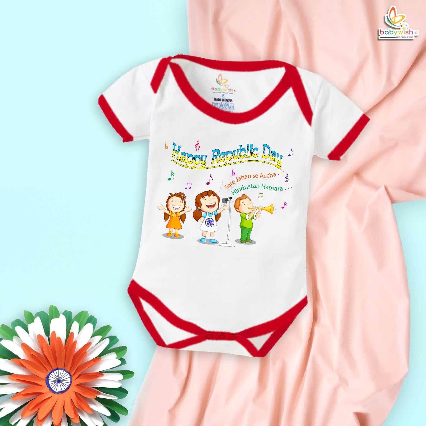 My First Republic Day Romper | Saare Jahan Se Accha Hindustan Hamara Baby Bodysuit | Happy Republic Day Outfit for Boys & Girls – Babywish