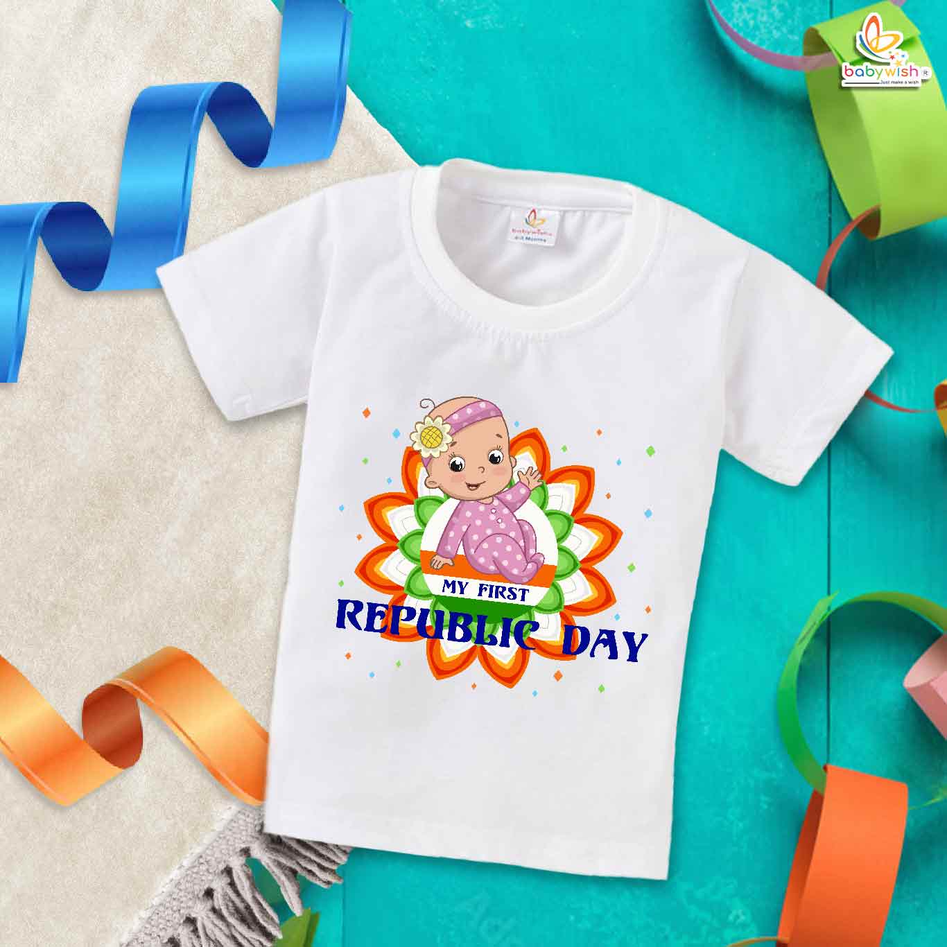 My First Republic Day baby romper by Babywish – soft cotton baby outfit with tricolor design for 26 January celebrations