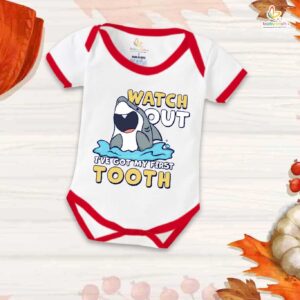 My First Tooth Romper | "Watch Out, I Have Got My First Tooth" Baby Bodysuit – Babywish