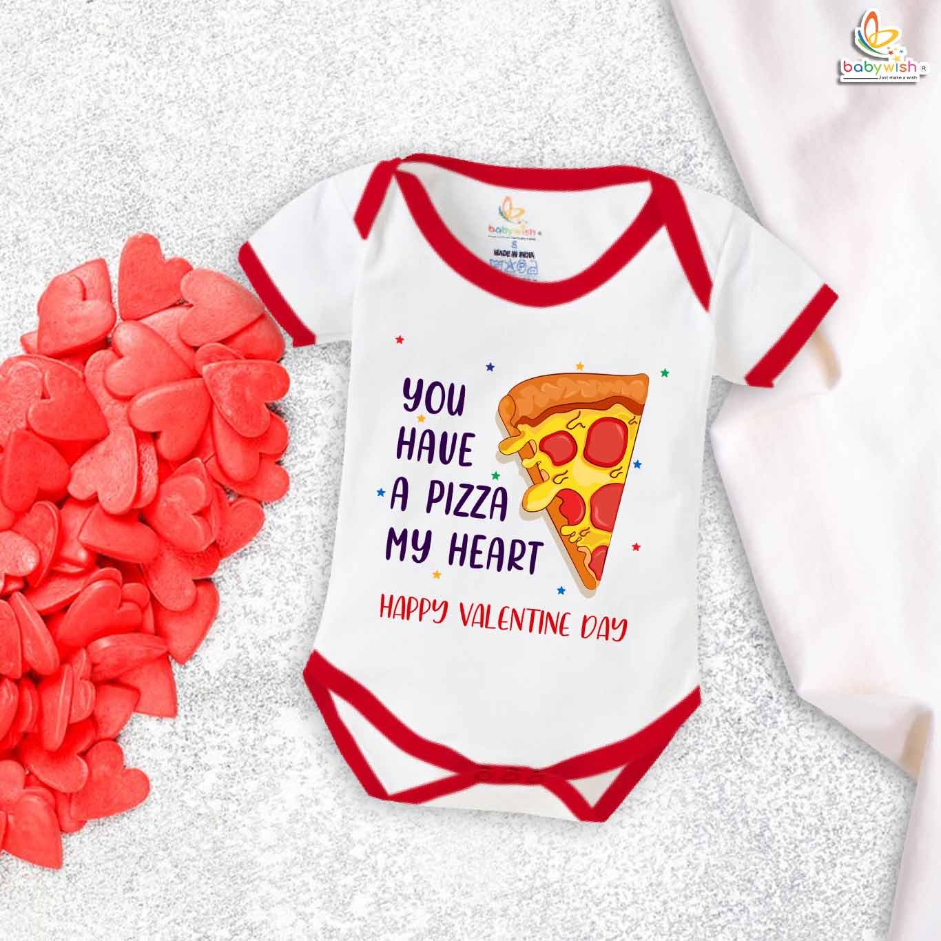 My First Valentine’s Day Romper | "You Have A Pizza My Heart" Baby Bodysuit – Babywish