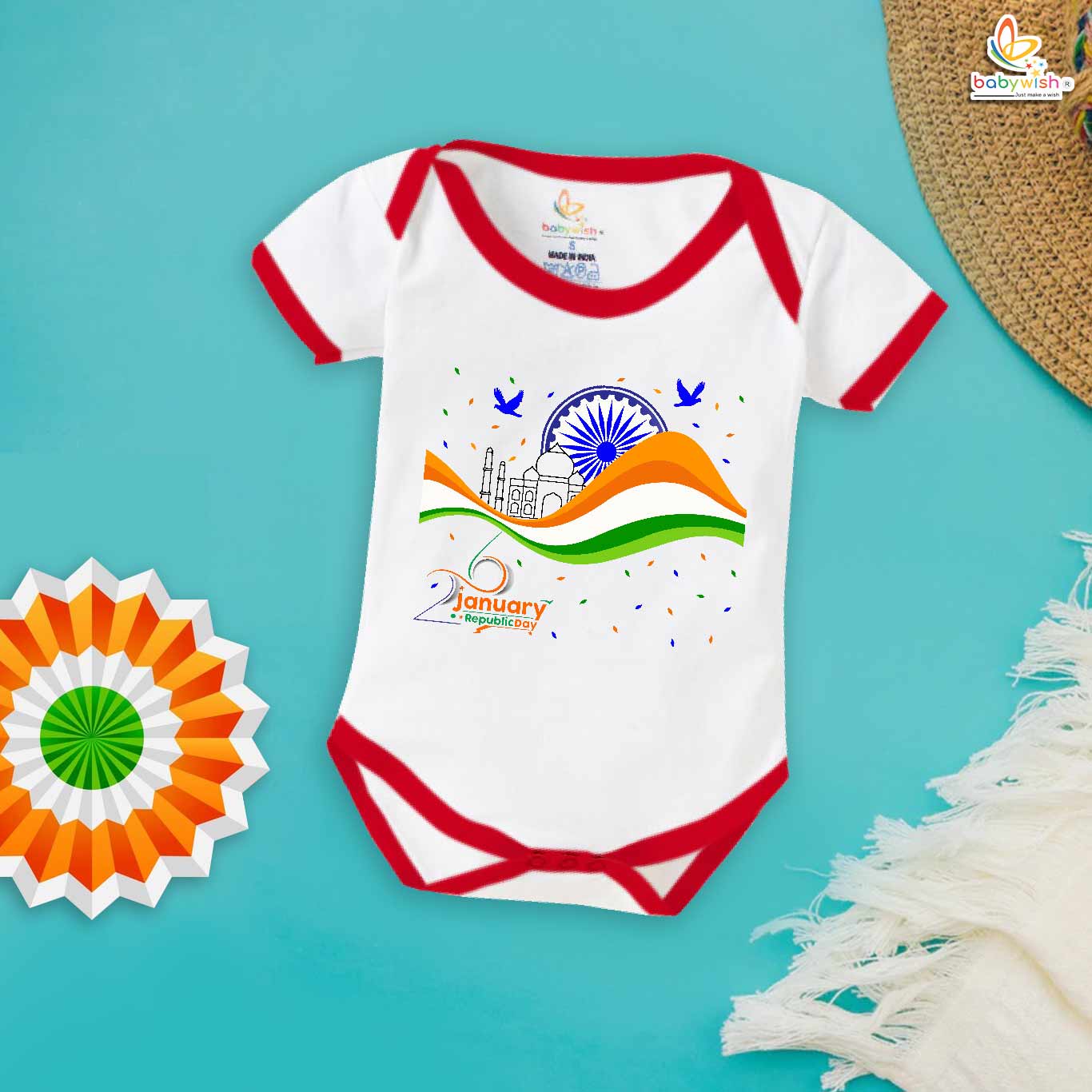 Babywish Republic Day Romper Clothes My First Republic Day Bodysuits 26th January Republic Day 3 Color