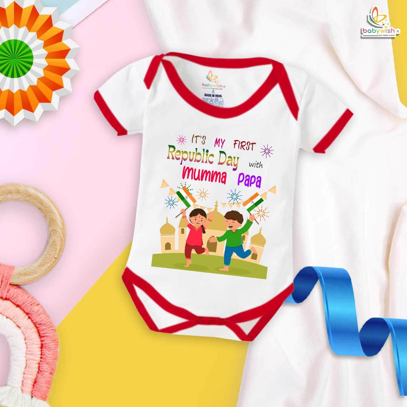 Babywish Republic Day Romper Clothes My First Republic Day Bodysuits It's My First Republic Day With Mumma Papa