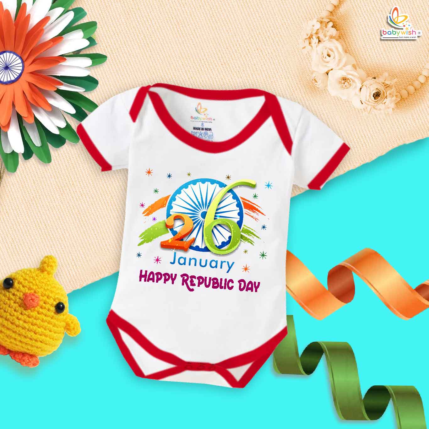 Babywish Republic Day Romper Clothes My First Republic Day Bodysuits 26 January Happy Republic Day Ashok Chakra