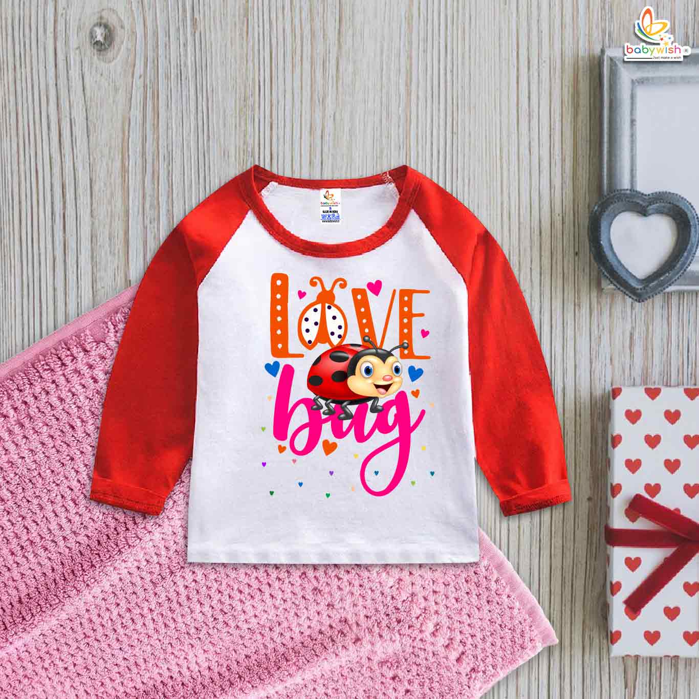 Babywish Valentine Day Full Sleeve T-shirt My First Valentine Day T-shirt Love Bug