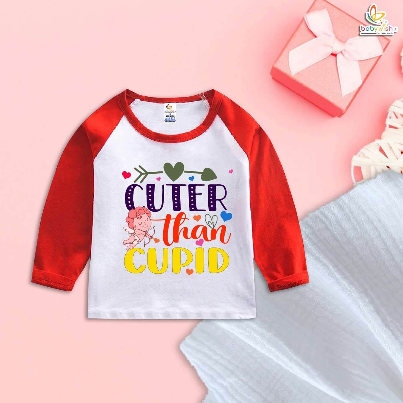 Babywish Valentine Day Full Sleeve T-shirt My First Valentine Day T-shirt Cuter Than Cupid