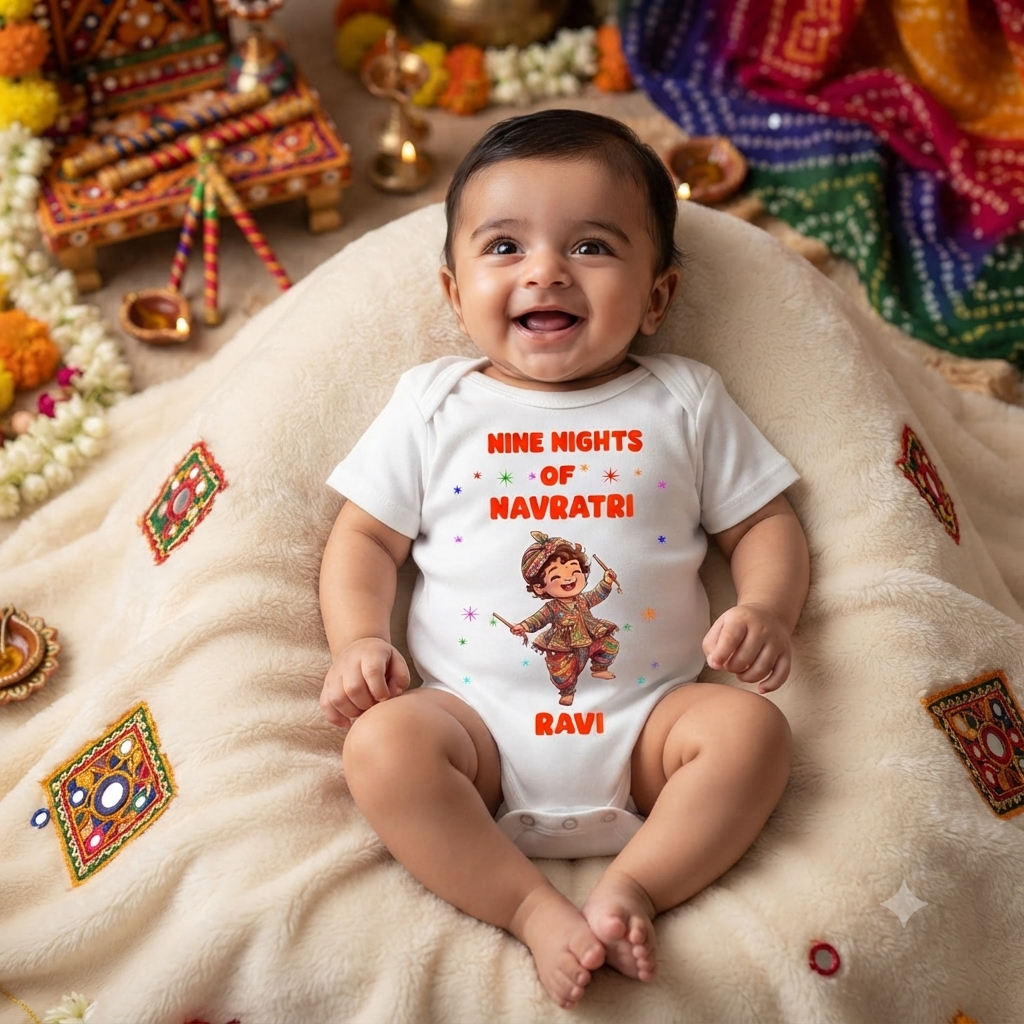 Personalized Navratri baby romper