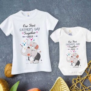 Our First Father's Day Together matching father t shirt and baby romper combo personalized dad and baby outfit Babywish