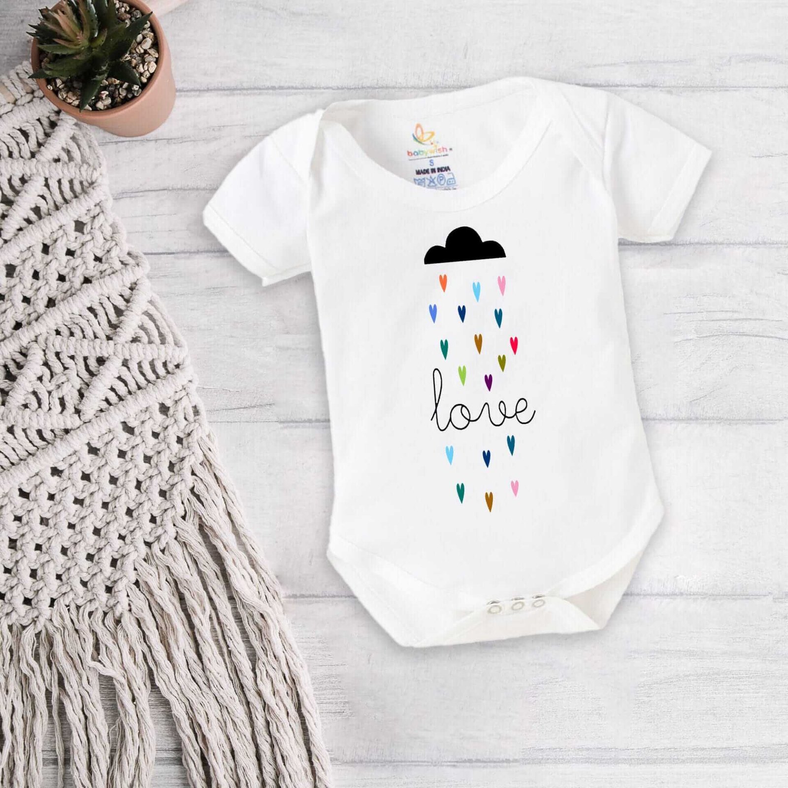 Baby First Birthday Romper Outfit for Newborns – Half Sleeve Bodysuits, Unisex Onesies with Envelop Neck, Cute “Lovely Cloud Print” Design