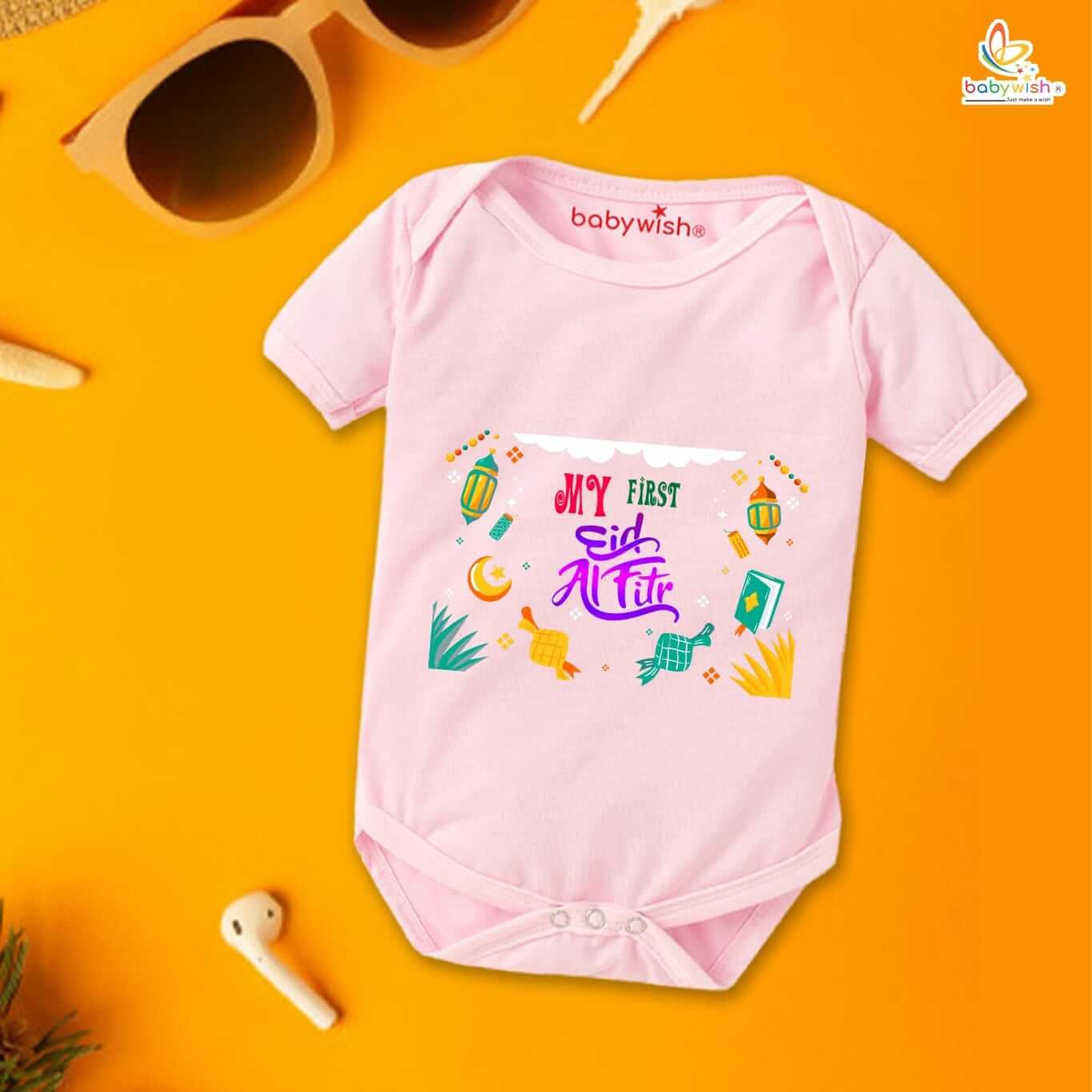 Newborn Baby Eid Romper Clothes | Ramadan Festival Bodysuits | Envelop Neck Short Sleeve Unisex Onesies for Baby Ramzan Celebrations