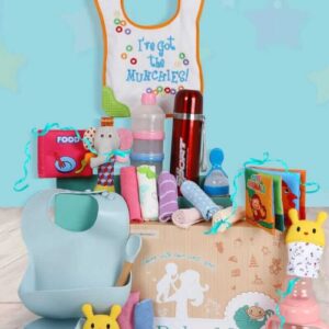Baby Feeding Essentials Gift Set for Newborn Baby – Bib, Feeding Bottle, Silicone Bib, Baby Towel, Thermos, Toys & Accessories Gift Hamper 0-3 Months Multi Color | Babywish