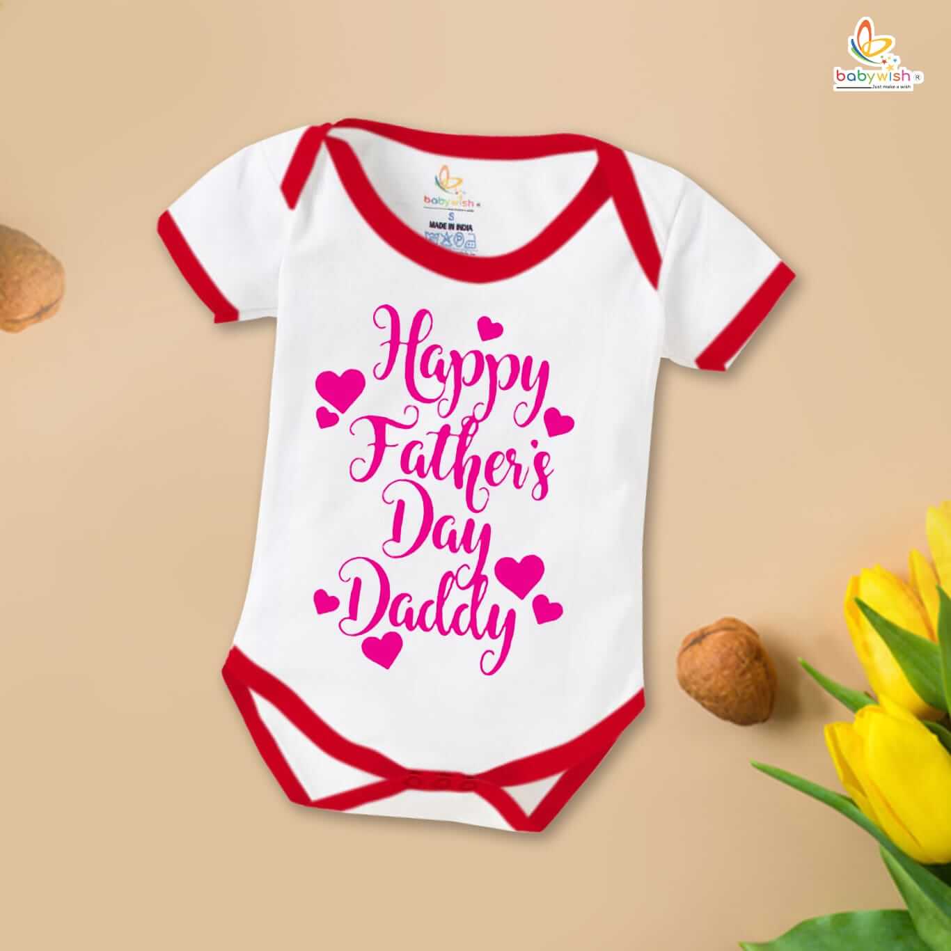Father’s Day Special Baby Romper with Happy Father’s Day Daddy Print for Baby Boy and Girl