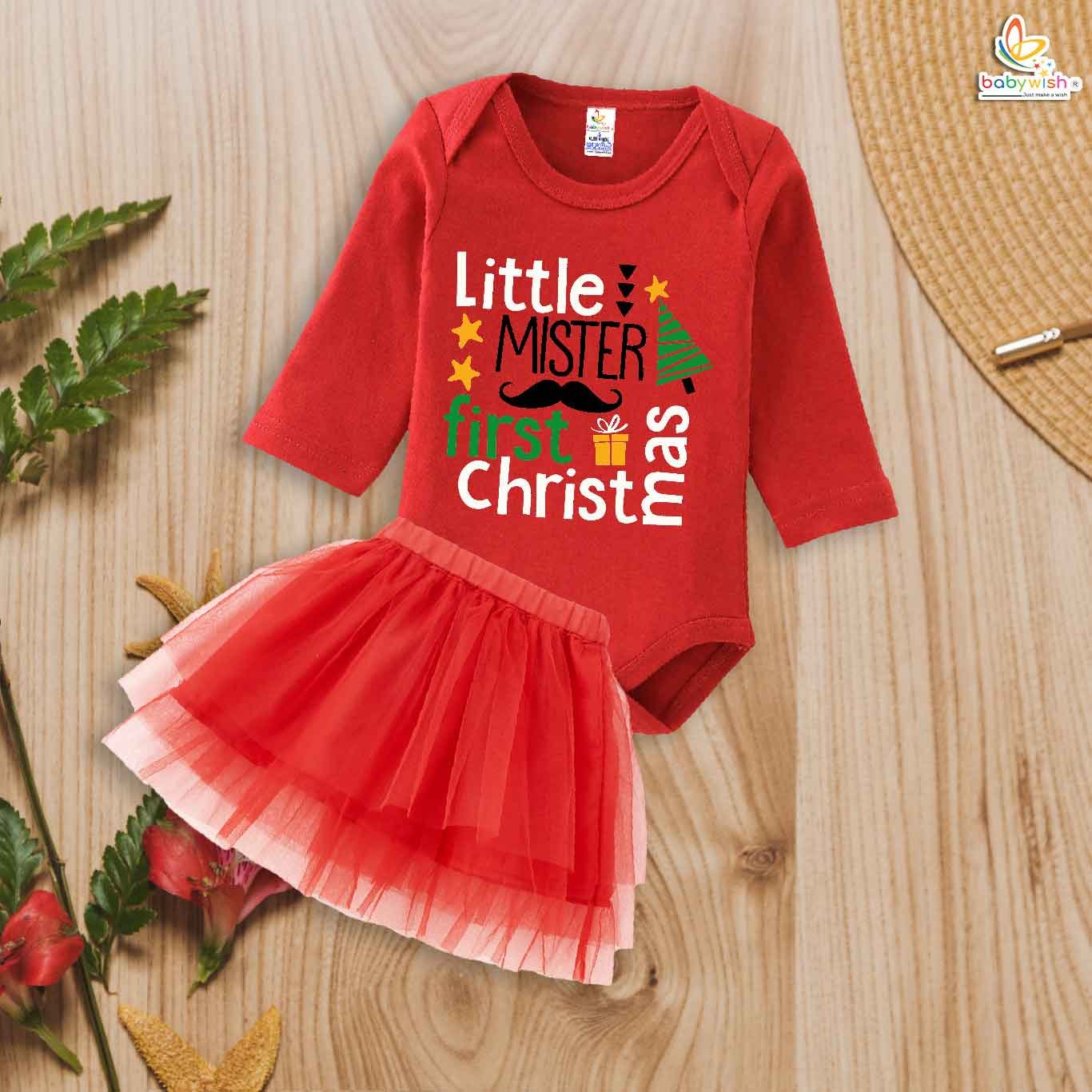 Newborn girls tutu skirt Full Sleeve romper Christmas print onesies bodysuits for baby 0 to 12 months