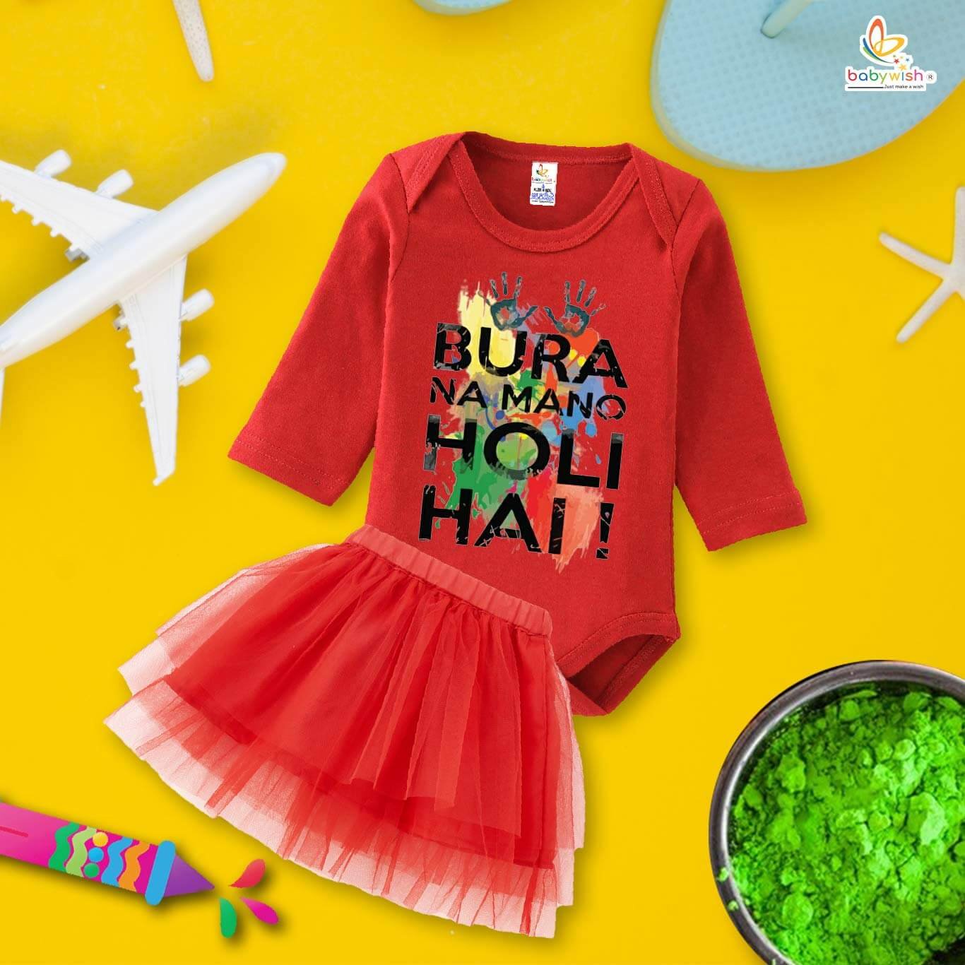 Newborn girls tutu skirt Full Sleeve romper Holi print onesies bodysuits for baby 0 to 12 months