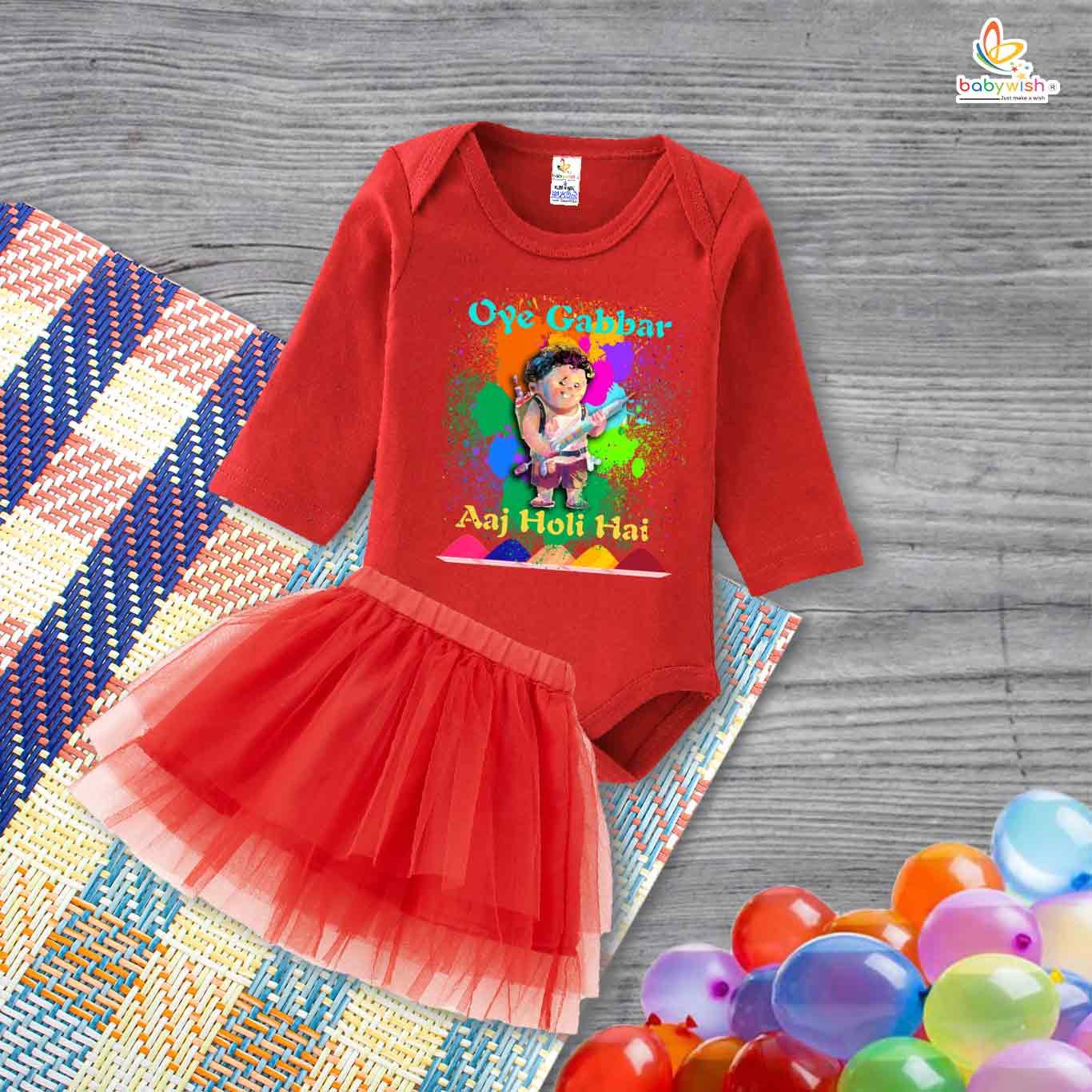 Newborn girls tutu skirt Full Sleeve romper Holi print onesies bodysuits for baby 0 to 12 months