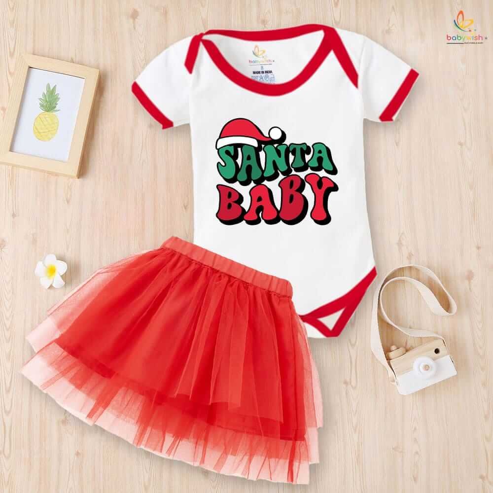Newborn girls tutu skirt romper Christmas print onesies bodysuits for baby 0 to 12 months