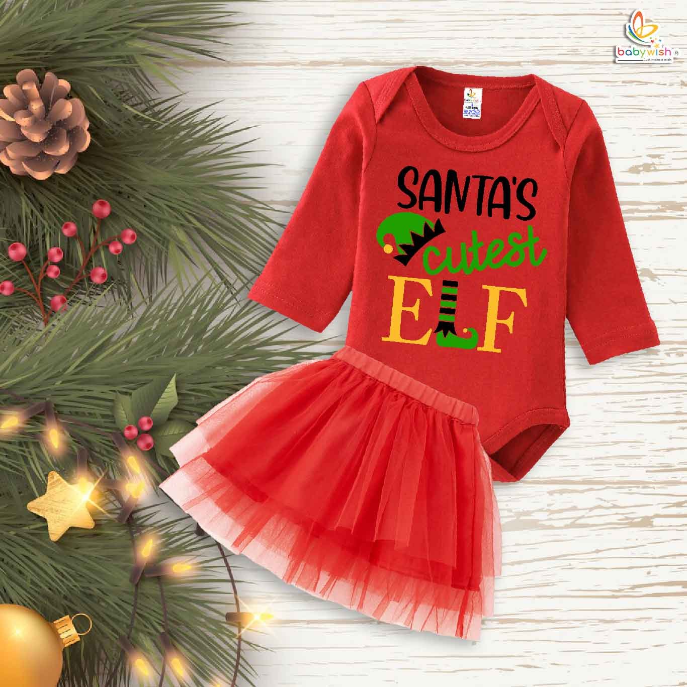 Newborn girls tutu skirt Full Sleeve romper Christmas print onesies bodysuits for baby 0 to 12 months