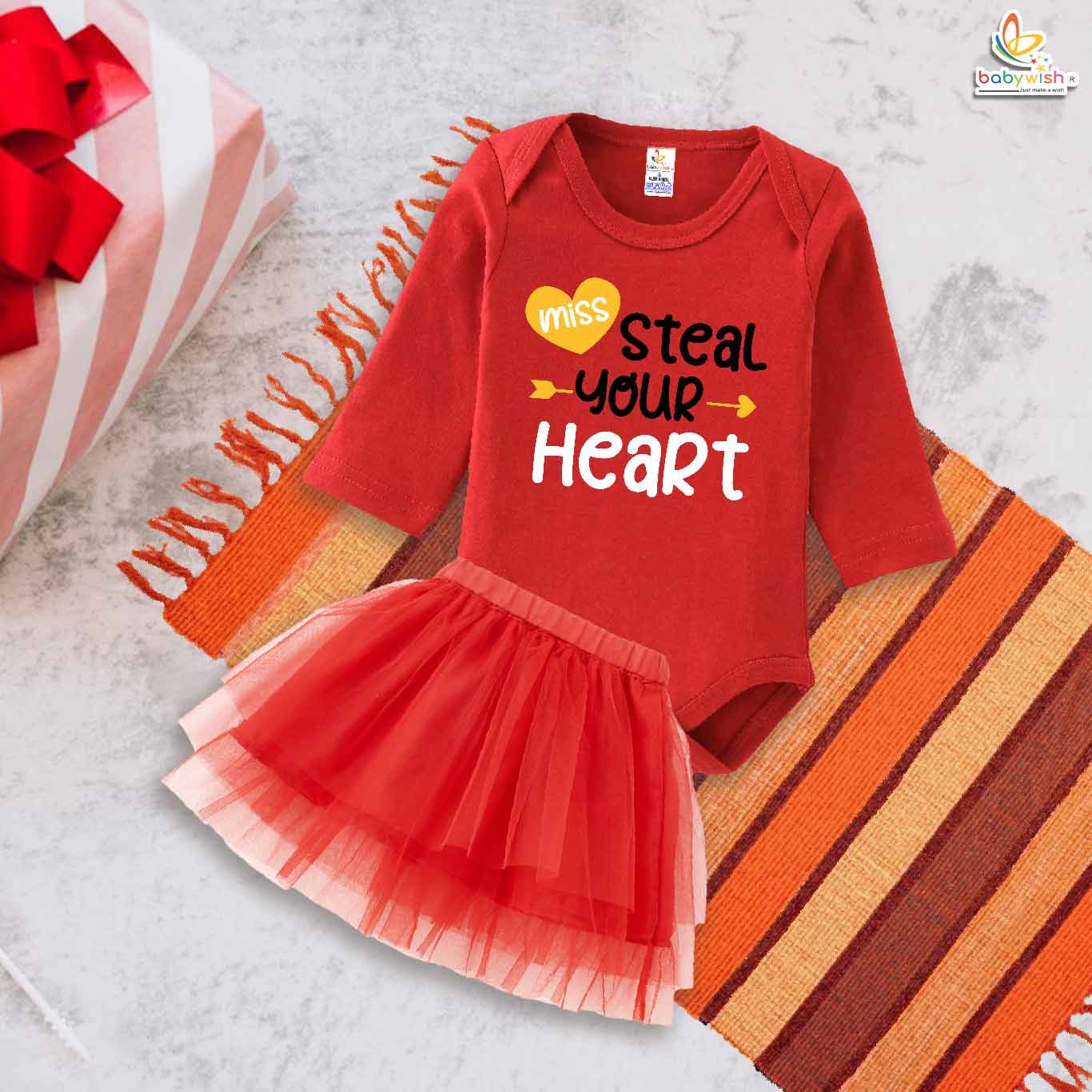 Newborn girls tutu skirt Full Sleeve romper Valentine Day print onesies bodysuits for baby 0 to 12 months