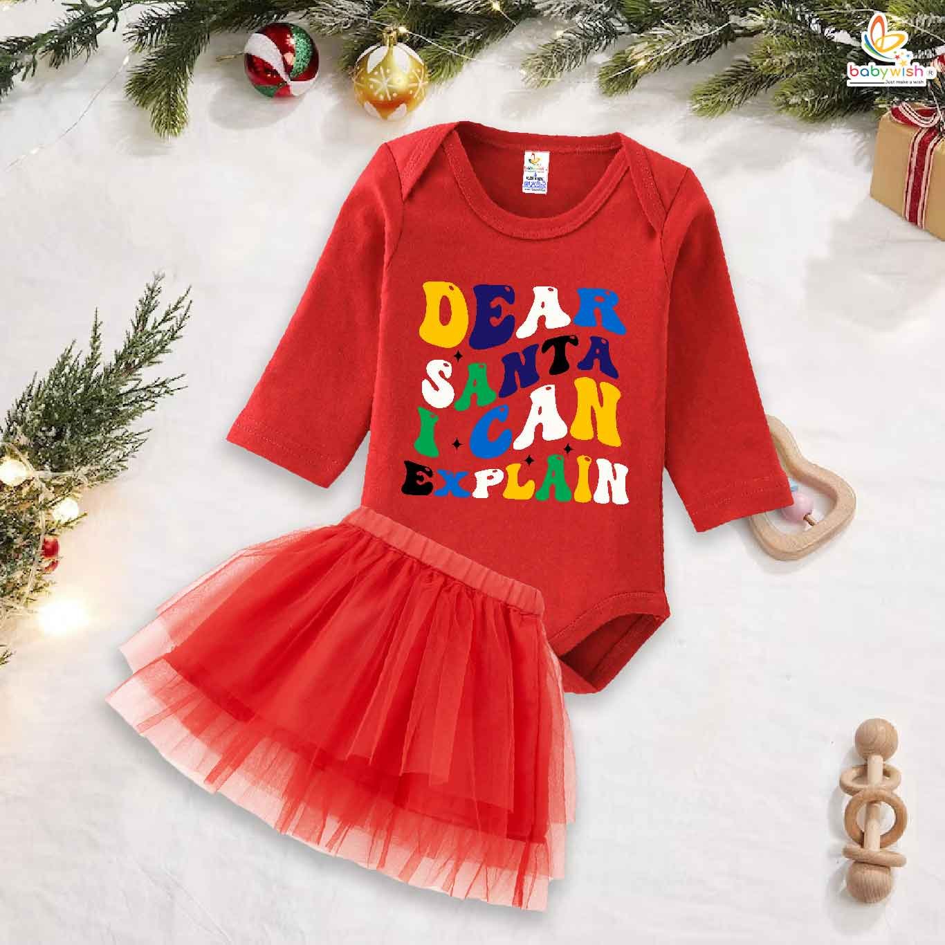 Newborn girls tutu skirt Full Sleeve romper Christmas print onesies bodysuits for baby 0 to 12 months