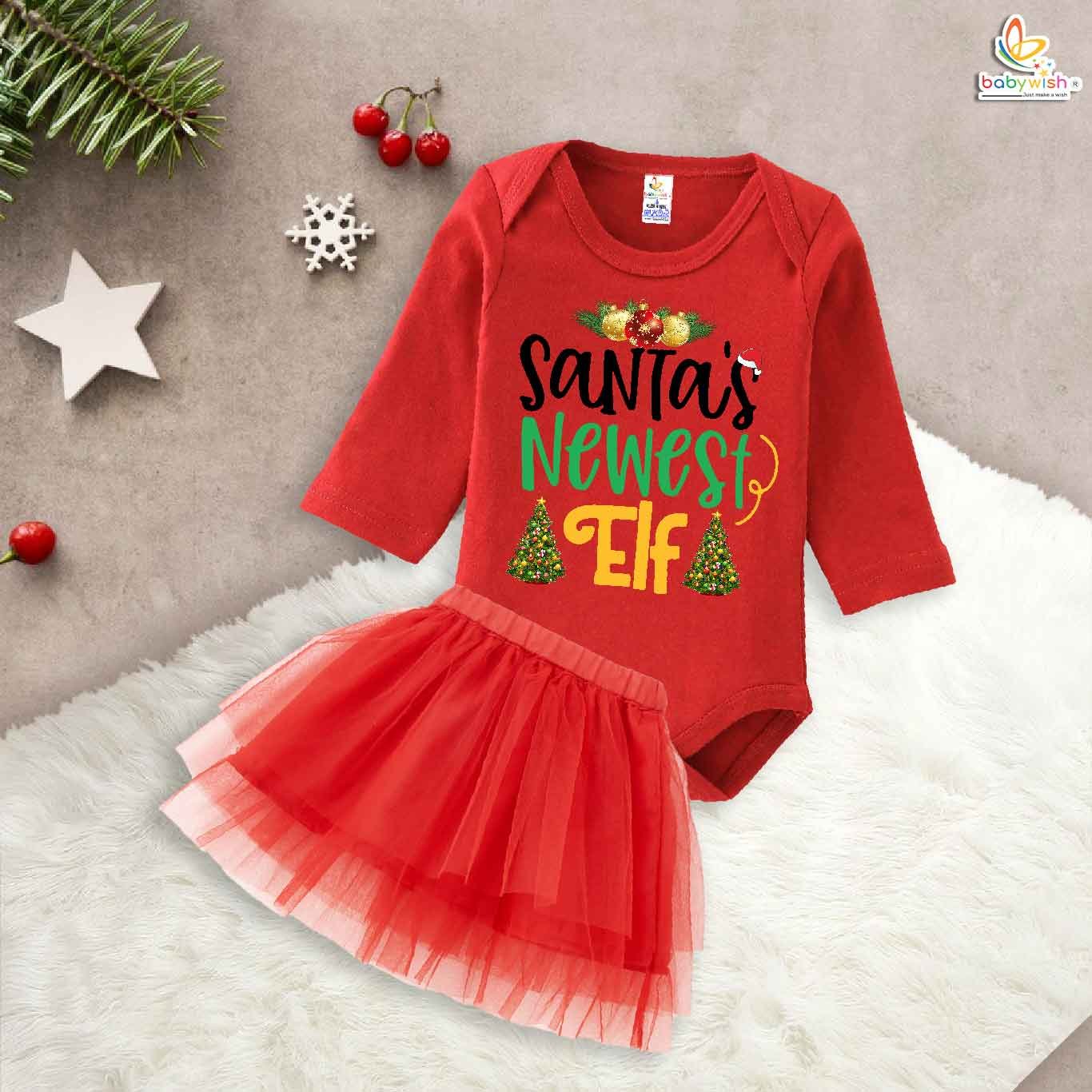 Newborn girls tutu skirt Full Sleeve romper Christmas print onesies bodysuits for baby 0 to 12 months