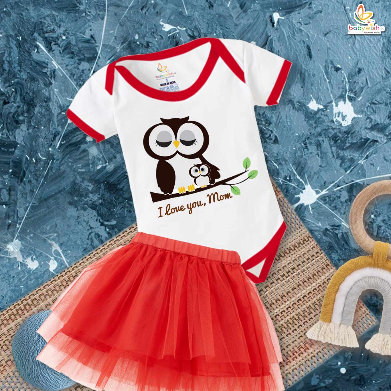 newborn girls tutu skirt romper Mother's Day print onesies bodysuits for baby 0 to 12 months
