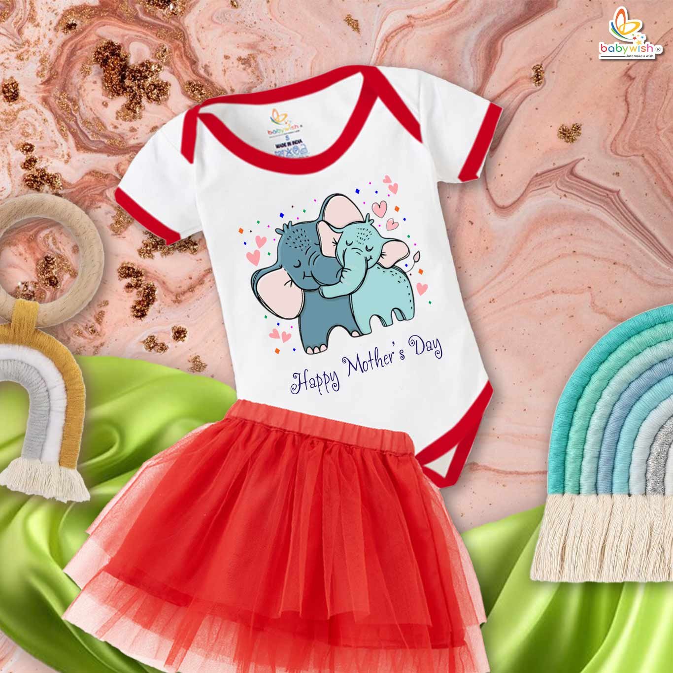 newborn girls tutu skirt romper Mother's Day print onesies bodysuits for baby 0 to 12 months