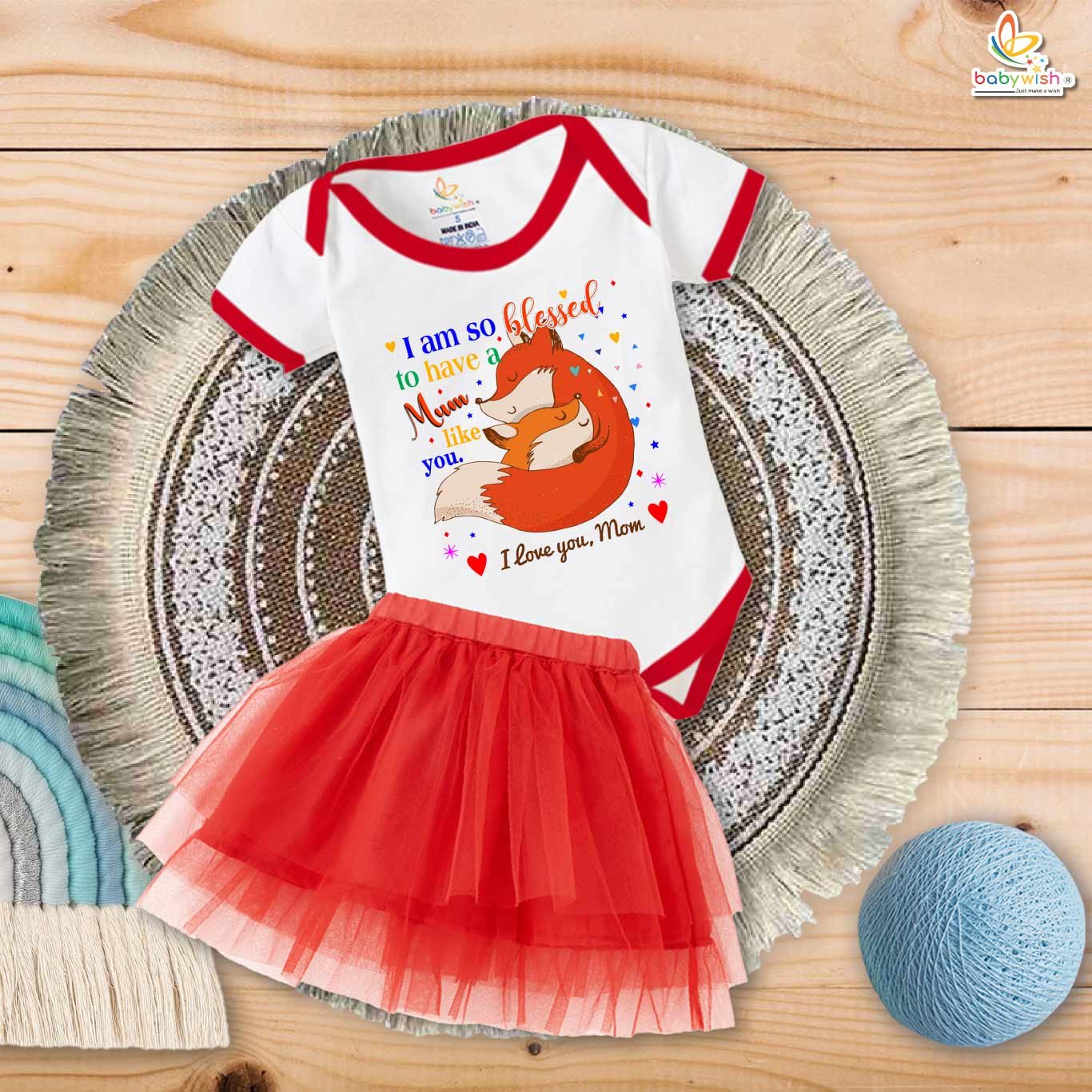 newborn girls tutu skirt romper Mother's Day print onesies bodysuits for baby 0 to 12 months