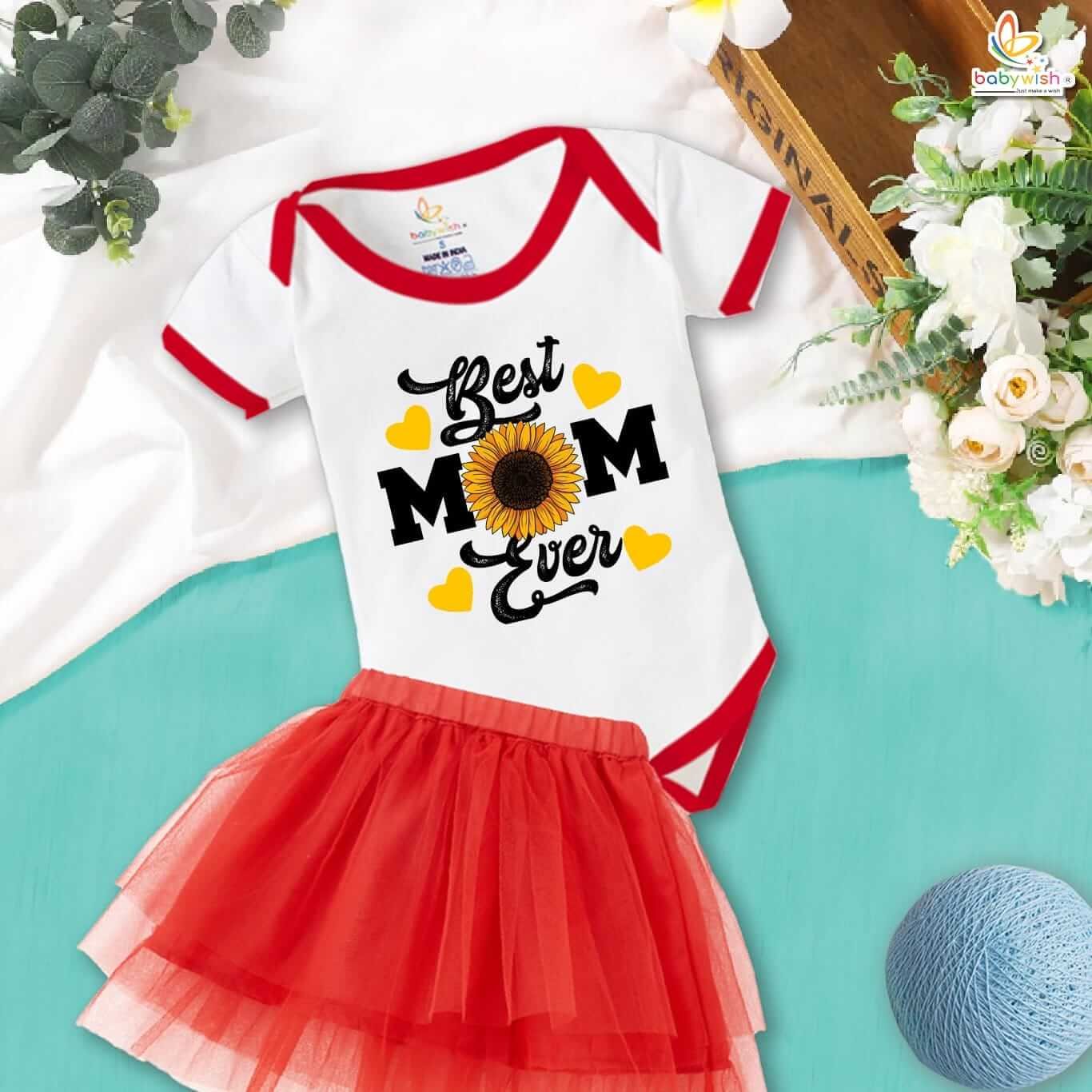 newborn girls tutu skirt romper Mother's Day print onesies bodysuits for baby 0 to 12 months