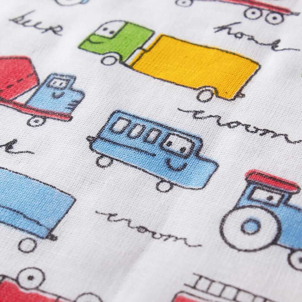 White Color Baby Vehicle Print Cotton Bedsheet for Newborn Babies White Color | Soft Breathable Baby Bedding Sheet | Babywish - Image 3