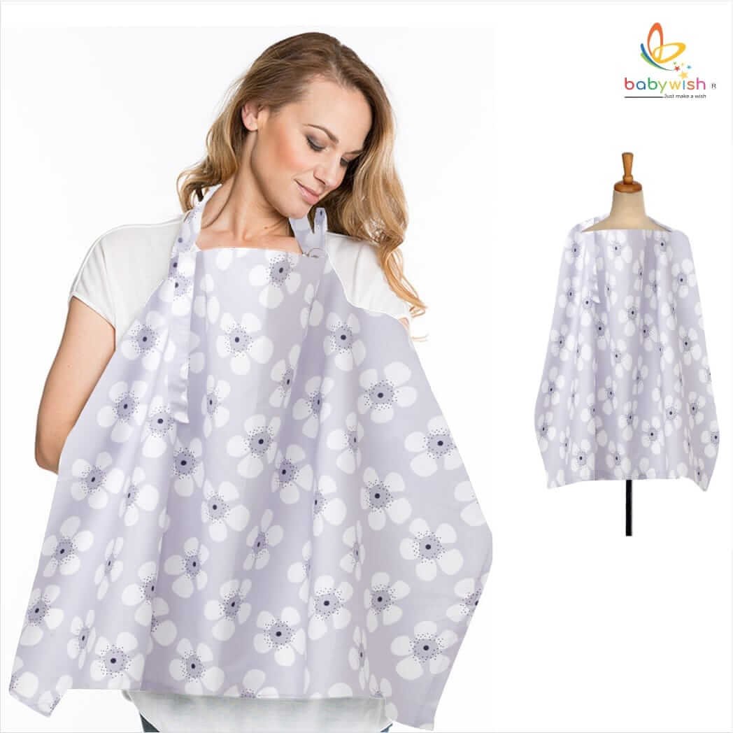 Nursing covers for Mother Breathable feeding cover for Breastfeeding 360° Coverage Protection Cover - Grey Shiny Sunflower