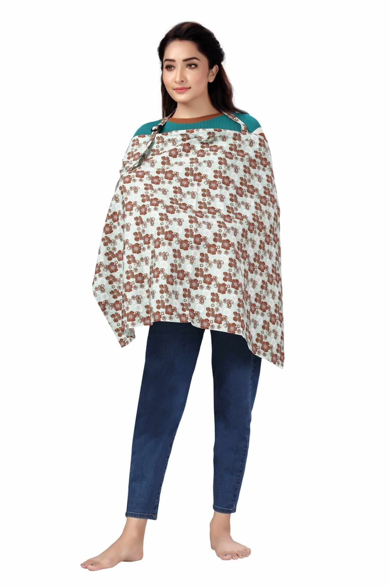 Nursing covers for Mother Breathable feeding cover for Breastfeeding 360° Coverage Protection Cover - Tan Iris Floral
