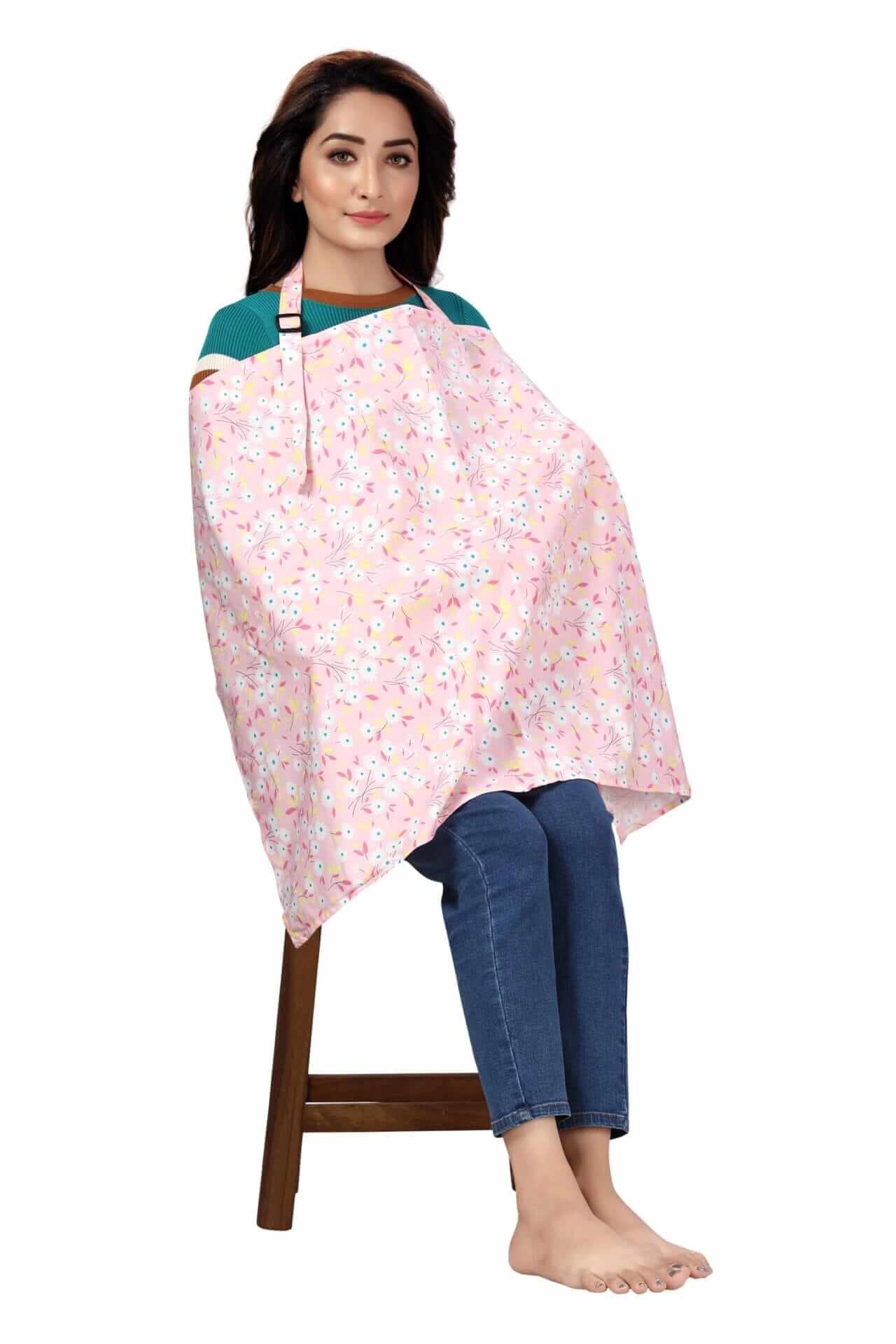 Nursing covers for Mother Breathable feeding cover for Breastfeeding 360° Coverage Protection Cover - Pink Leaf Floral
