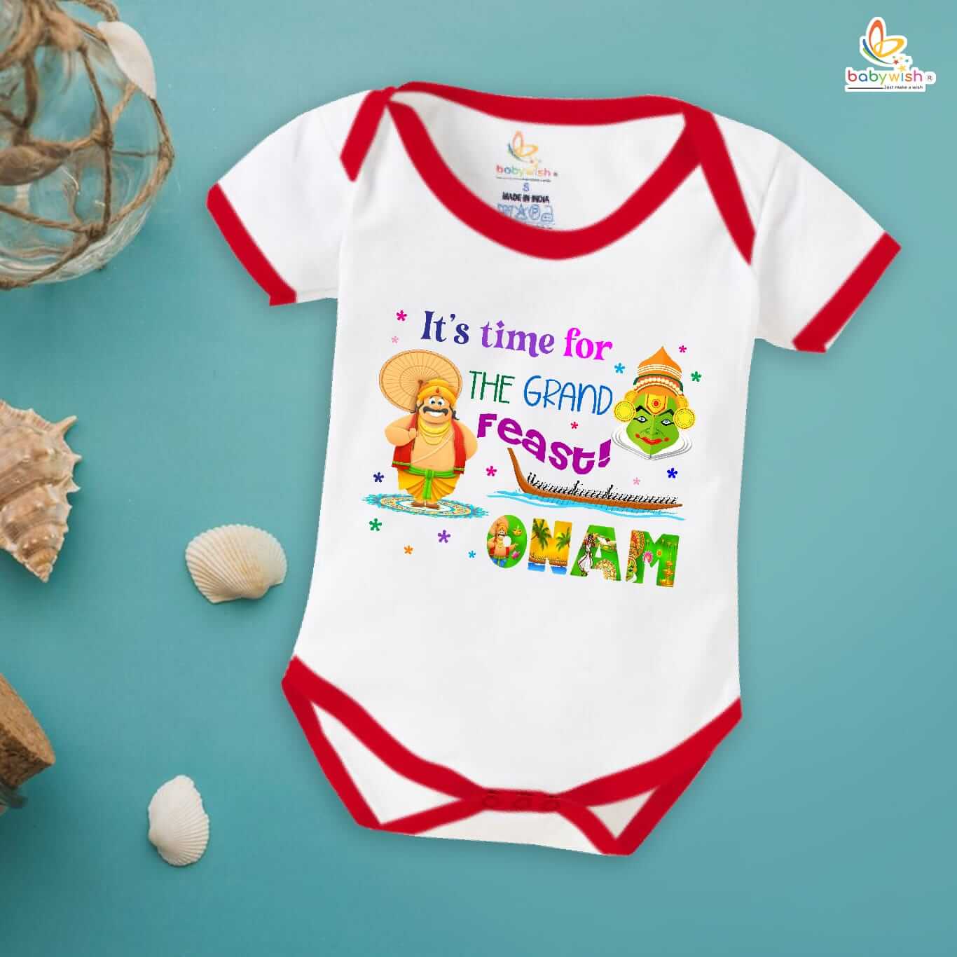 Onam Baby Romper for Boys & Girls | Grand Feast Kerala Festival Print Baby Outfit | Onam Dress for Baby | Babywish - Image 4