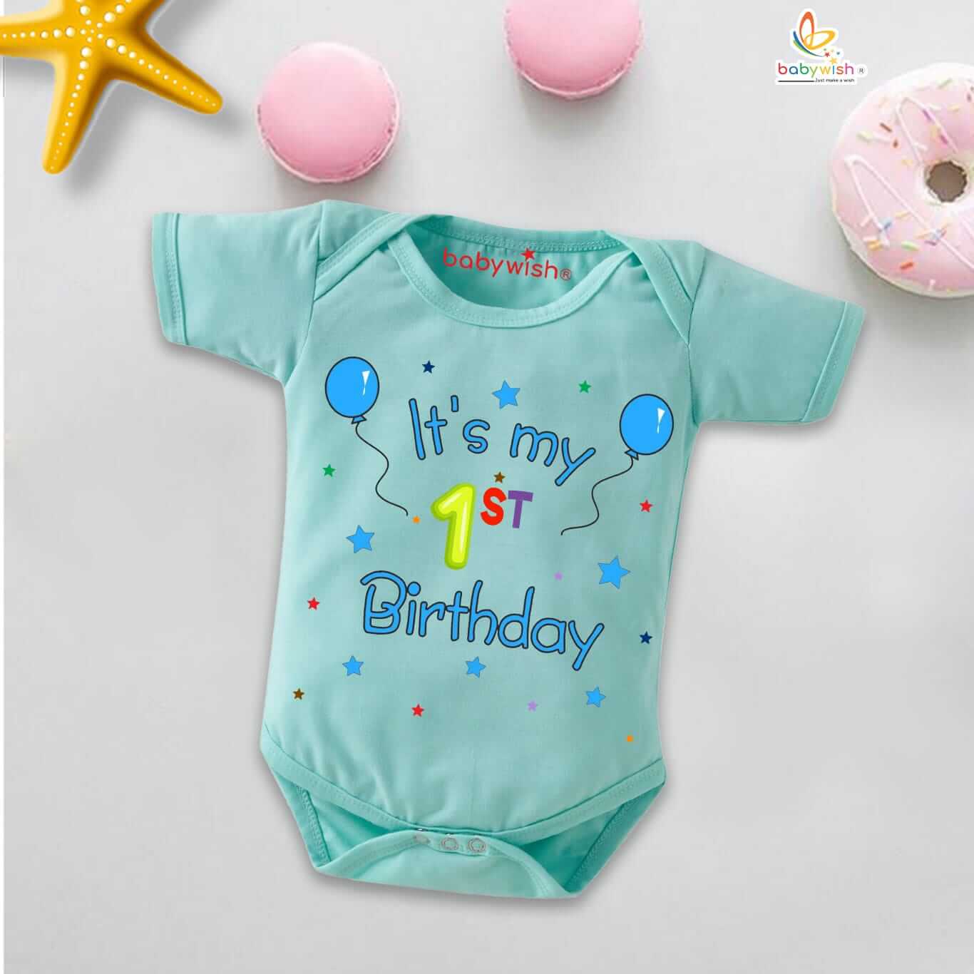 "One Month Baby Romper for Newborns, Unisex Half Sleeve Round Neck Onesie, Soft Cotton Baby Outfit, Comfortable 1-Month Old Infant Clothing, Perfect for Boys and Girls"