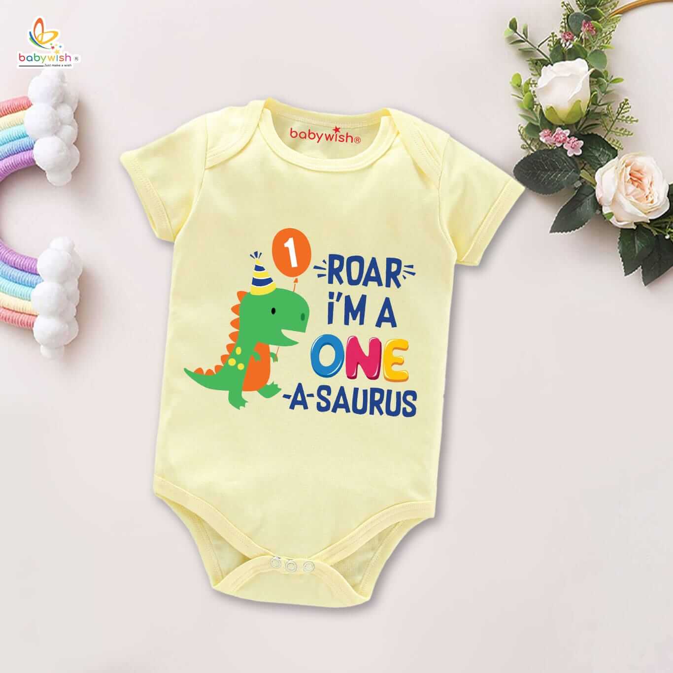 "One Month Baby Romper for Newborns, Unisex Half Sleeve Round Neck Onesie, Soft Cotton Infant Outfit, Comfortable 1 Month Baby Clothing for Boys and Girls, Everyday Wear Bodysuit"