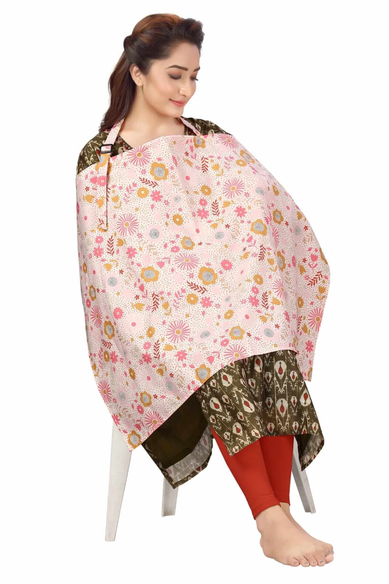 Nursing covers for Mother Breathable feeding cover for Breastfeeding 360° Coverage Protection Cover - Orange Sunflower Floral