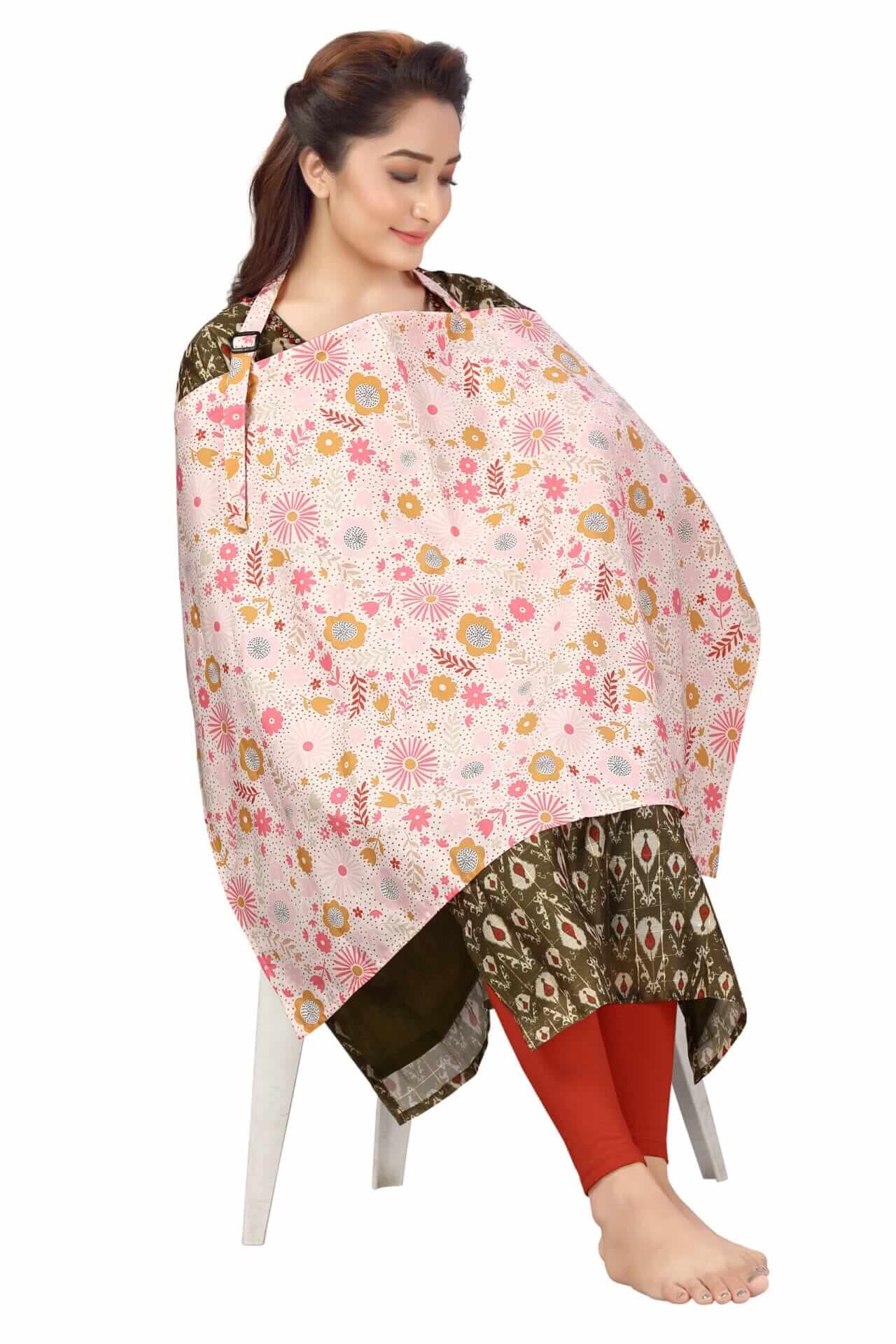 Nursing covers for Mother Breathable feeding cover for Breastfeeding 360° Coverage Protection Cover - Orange Sunflower Floral