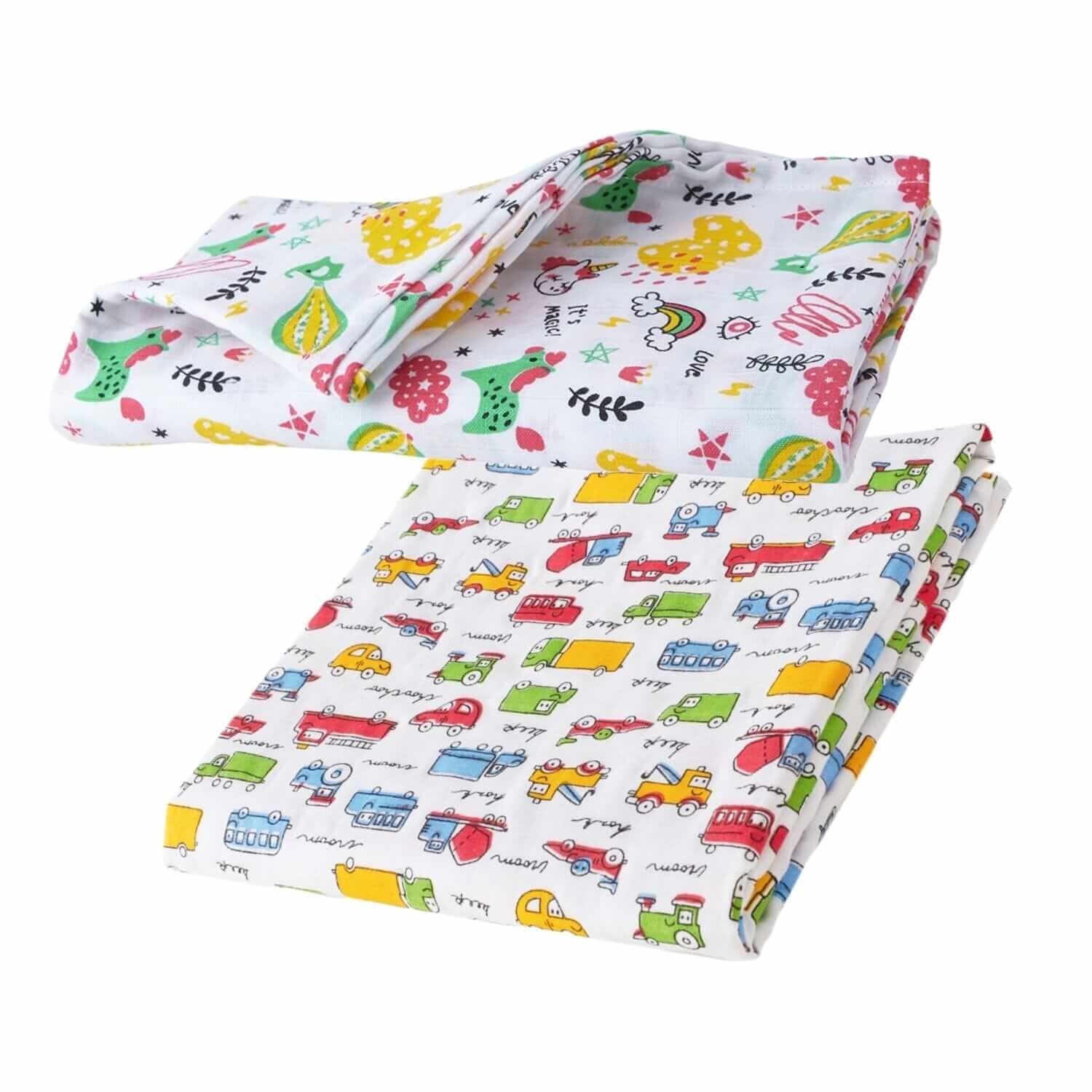 Muslin Swaddle Blankets 100% Organic for newborn Baby Multipurpose Infant Swaddle 112x112cm - Combo Pack of 2