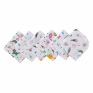 Babywish Soft Cotton Baby Muslin Wash Cloth Set for Newborn Babies, Infant Face Towel, Gentle Skin-Friendly Multi-Purpose Baby Care Cloth Pack, White Printed