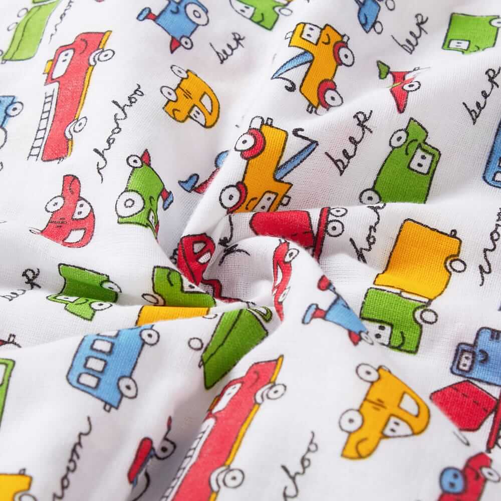 White Color Baby Vehicle Print Cotton Bedsheet for Newborn Babies White Color | Soft Breathable Baby Bedding Sheet | Babywish - Image 5