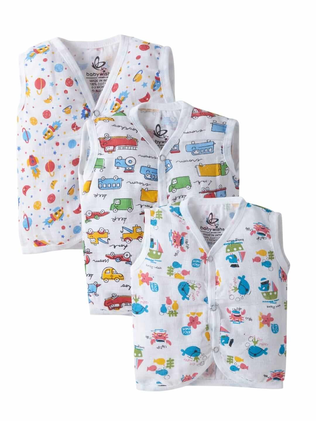 GOTS Certified Organic Muslin Jhabla for Newborn Babies Clothes Ultra Soft Unisex Summer Vest for Infants 3-Pack Gift Set