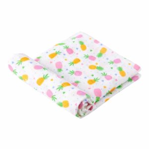 BabyWish pineapple print muslin swaddle blanket for newborn baby 100% cotton